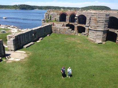 Denae and Nancy B. from the top tower of Fort Popham!